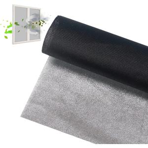 Solar Window Screen Mesh, Anti-UV Solar Screen Fabric Replacement 53" x 72", Adjustable Pollen/Dust/Floc/Rain Barrier Net for Windows, Door, Patio (Black)