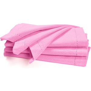 Palisa Pink Cotton Napkins Set of 4 | Premium Hemstitch Detailing Cloth Dinner Napkins 18x18 Inch | Soft Washable & Reusable Table Napkins for Everyday Use Weddings Parties Restaurants & Hotels
