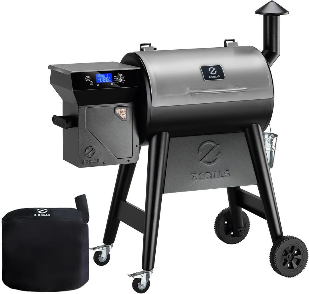 Z GRILLS Wood Pellet Grill Smoker with PID 3.0 Controller, 459 SQ.IN, 450F Max Temperature, 8 in-1 BBQ Grill, LCD Screen, Meat Probes, Rain Cover, Backyard Camping Bake and Roast, 450E