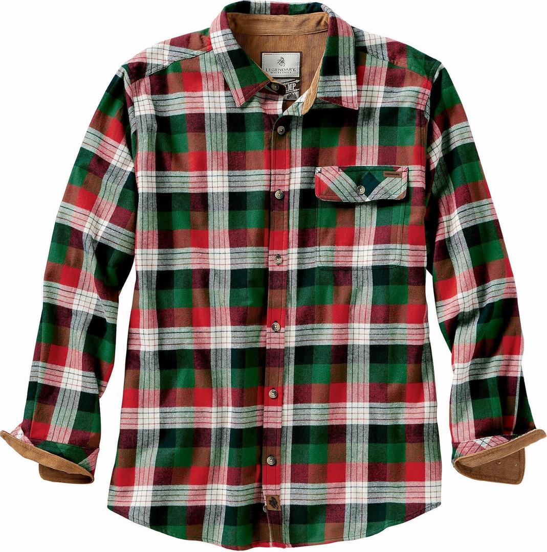 Legendary Whitetails Mens Flannel Shirt Long Sleeve Button Down 100% Cotton, Alpine Mountain Plaid, SML