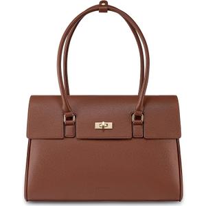 LOVEVOOK Laptop Bag for Women Work Tote Messenger Bag Waterproof Business Office Professional Handbag Shoulder Bag (15.6in, Brown)