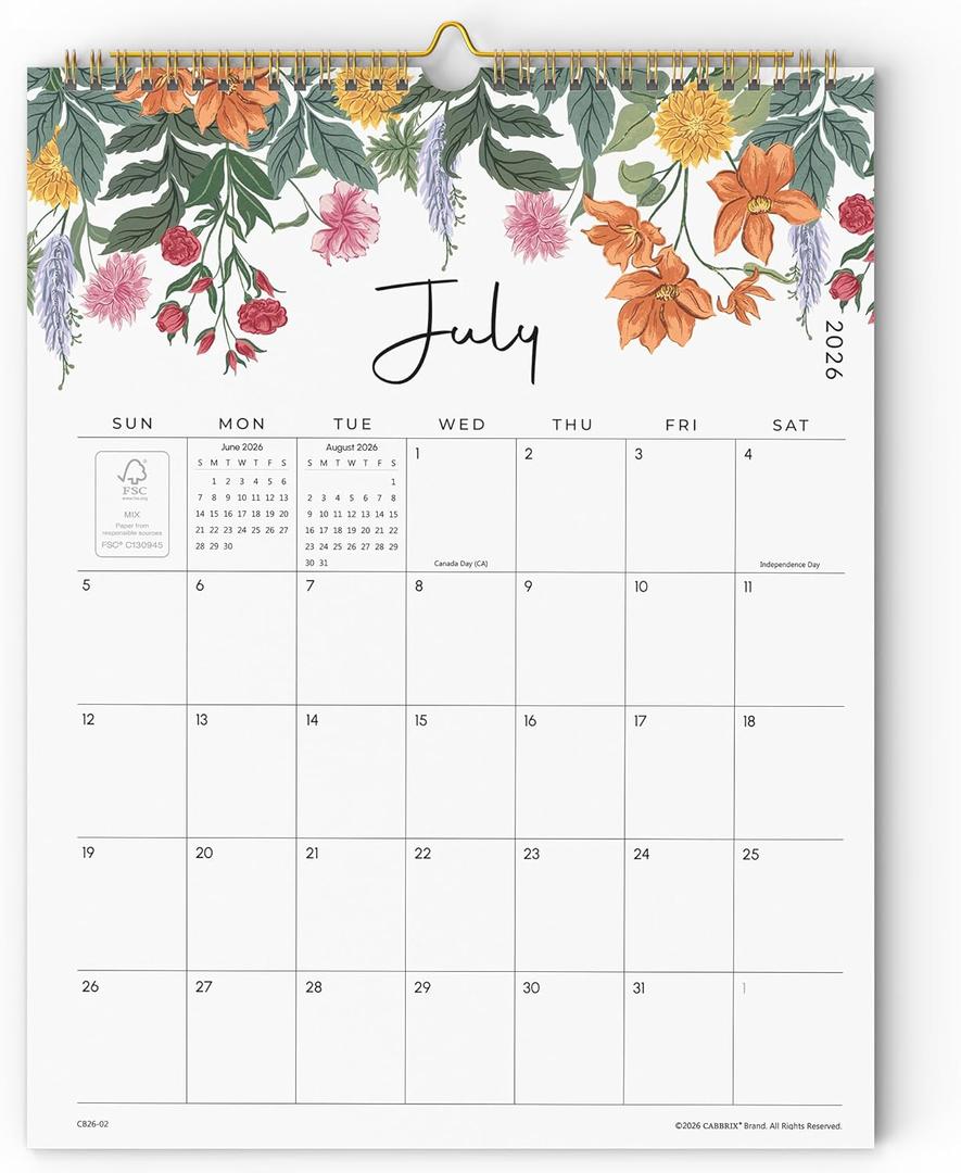 2026 Wall Calendar - Cabbrix Calendar 2026, 18 Monthly Wall Calendar with Thick Paper, July 2026 - December 2027, 12" x 15", Twin-Wire Binding, Perfect for Planning