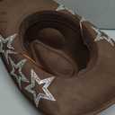 Bling Rhinestone Western Cowgirl Hat for Women Men, Rolled Up Sparkly Star Felt Fedora, Retro Turquoise Cowboy Hat