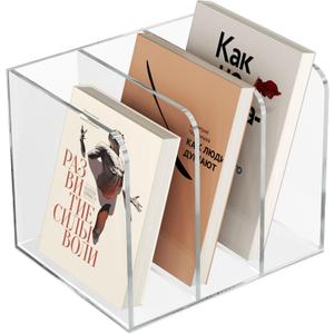 Acrylic Desk Organizer Book Organizer, Magazine File Holder, Vertical File Organizer Stand File Folder Holder, Mail Organizer Countertop Mail Sorter File Sorter, Clear Book Ends Book Holder