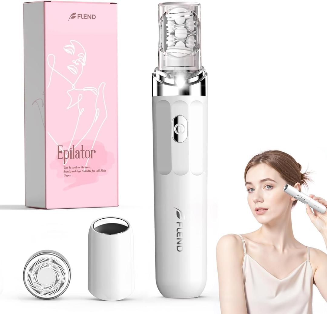 Facial Hair Remover for Women, 2-in-1 Smooth Glide Painless Electric Epilator with LED Light, USB Rechargeable Portable Lady Shaver for Face Lip Chin Leg Arms Bikini