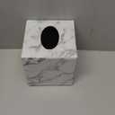 Tissue Box Cover Square,Decorative Leather Cube Tissue Box Holder with Magnetic Bottom,Facial Paper Organizer Table Napkin Case Dispenser for Bathroom,NightStand,Coffee Car,Home,Office (Large, White Marb)