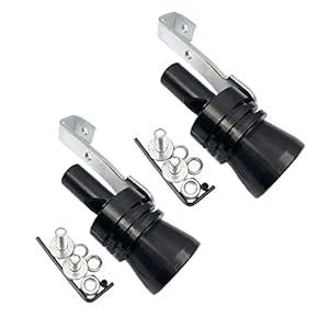 DEVMO 2pcs XL Size Aluminum Alloy Universal Turbo Sound Exhaust Muffler Pipe Whistle Car Roar Maker (XL-Black)