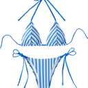 SHENHE Women's 2 Piece Swimsuit Floral Print Halter Tie Side Triangle Bikini Set (Medium)