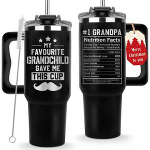 Vivulla68 Christmas Gifts for Grandpa - My Favorite GrandChild Gave Me This Cup Tumbler 40Oz - Grandpa Birthday Gifts from Grandkids, Granddaughter, Grandson - Grandfather Mug, Present for Granddad