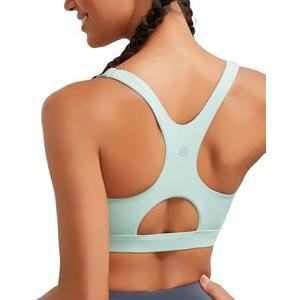 RUNNING GIRL Sports Bras for Women High Support,Racerback High Impact Grey Sports Bra Moulded Cup Workout Bra Push up, L