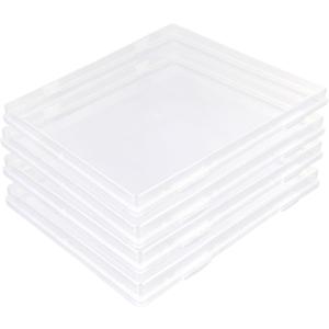 Aventik A4 Size File Box Document Plastic Storage Box File Holder Organizer Paper Plastic Case Magazine Protector with Buckle Office School Supplies (4)