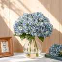 Suncalla 8 Pcs Blue Hydrangea Artificial Flowers 18 Inch Valentines Faux Hydrangea Flowers with Stems Fake Bouquet Bulk Realistic Floral for Spring Summer Wedding Home Table Indoor Decoration