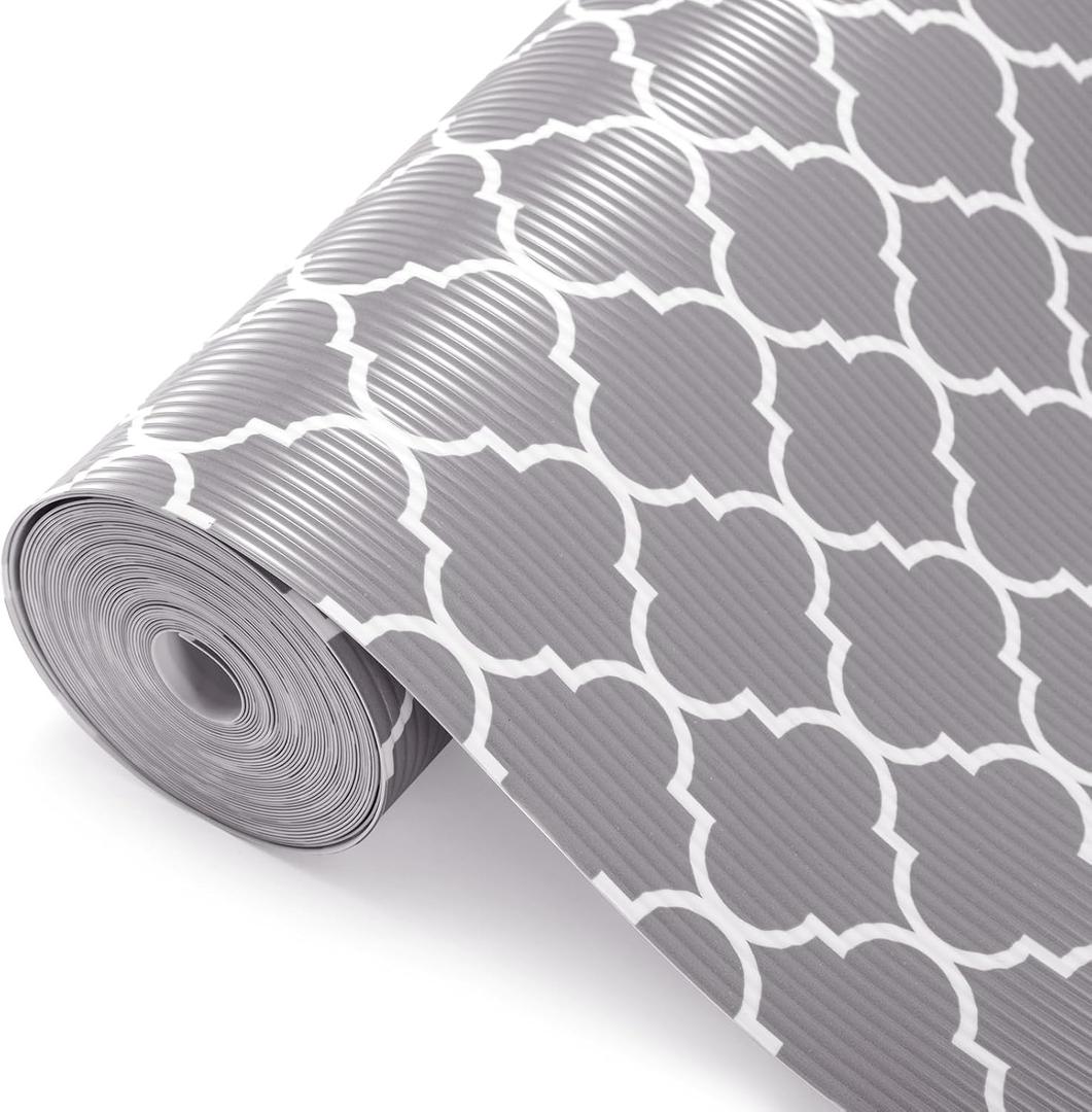Glotoch Shelf Liner for Kitchen Cabinets Non Adhesive, 12" x20FT(240 Inch) Non Slip Drawer Liners, Waterproof Shelf Paper Closet Liners for Cupboard/Dresser/Bathroom Gray