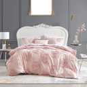 Betsey Johnson - Twin Duvet Cover Set, Reversible Cotton Bedding with Matching Sham & Bonus Throw Pillow, Dorm Essentials (Rambling Roses Pink)