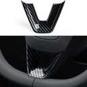 for Tesla Model 3 Highland 2024 2025 2026 Model Y Juniper 2025 2026 Accessories Interior Car Steering Wheel Trim Carbon Style ABS Decal Sticker (Style A)