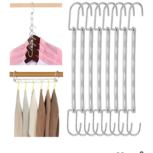 8 Pack Space Saving Metal Collapsible Hangers for Heavy Clothes, Closet Space Savers Metal Hanger Organizer for Dorm, Room Essentials Storage