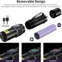 2 x 365nm UV Flashlights Rechargeable, Blacklight with USB-C Cord for Pet Urine, Resin Curing, Carpet Stains, Scorpions, and Bed Bug Inspection