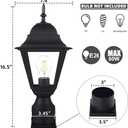Windben Outdoor Post Light,Waterproof Cast Aluminium Lamp Post Light Fixture,Post Lantern with Pier Mount Base,Matte Black,16.5in,Suitable for Garden,Yard,Driveway,etc