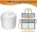 4" PVC Sewer Cleanout Adapter with Plug Pipe Fitting, PVC DWV Flush Sewer Cleanout Cap for Drainage Piping System