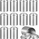 Meanplan 12 Pcs Tea Tin Canister with Airtight Double Lids Round Tin Can Box Small Kitchen Tea Canister Loose Leaf Storage Containers for Loose Bags Coffee Sugar Candy Spices(Silver,16 oz)