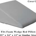 400 Thread Count, 100% Egyptian Cotton Bed Wedge Pillowcase; Replacement Cover Designed to Fit the 12" (Height) Version of the Wedge Bed Pillow (25" x 24" x 12" or Similar Sizes) (Gray)
