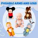 12 Pcs Mini Baby Dolls,4 inch Lifelike Realistic Tiny Baby Dolls with Animal Clothes,Cute Baby Doll Gifts for Girls Kids Birthday Baby Shower