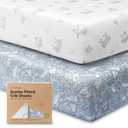 KeaBabies 2-Pack Organic Crib Sheets for Boys, Girls - 52x28 Fitted Crib Mattress Sheet Neutral, Breathable Jersey Cotton Cover for Baby Bed, Toddler Mattress, Soft & Cute Prints (Excavation)