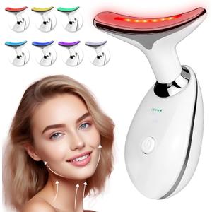 Face Neck Massager with 7-Color Light Modes for Face Sculpting Skin Care,Tightening,Smoothness - Red LED Light Therapy Device Tool for Women at Home