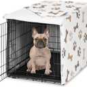 Sweet Jojo Designs 30in. Small/Medium Dog Crate Cover (Bones and Paw Prints) Pet Cage, Kennel Covers (Modern, Cartoon, Doggy, Puppy, Neutral, Paws Print, Whimsical, Brown, Tan, Grey, Taupe and White)