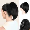 Clip on Ponytails for Women - 10 Inch Short Black Ponytail Extension, Straight Pony Tails Hair Extensions, Synthetic Hair Extensions Ponytail, Natural Hair Pieces for Women (Color: Black)