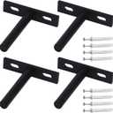 Antrader Solid Steel Matte Black Floating Shelf Brackets, 3-Inch Rustproof Blind Shelf Supports (Small), Screws and Wall Plugs Included for DIY Project Set of 4