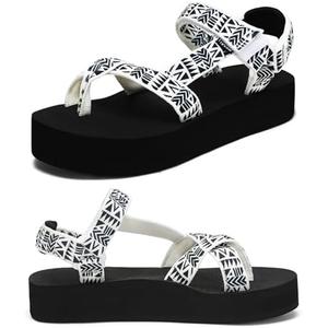 Qzize Sport Walking Water Sandals for Women with Arch Support & Adjustable Straps Platform Sandals Women Height Increase Size 42