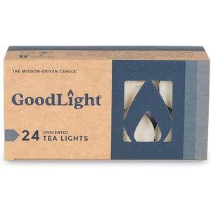 GoodLight Unscented Vegan and Paraffin-Free Tea Light Candles (24 Candles)