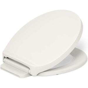Kohler K-28005-96 Drift ReadyLatch Quiet Close Round Toilet Seat, Biscuit