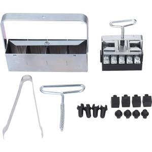 Soil Block Maker Mini Hand Held Soil Blocking Tool Comfortable Handle Gardening Tool for Gardeners Iron Material 1250g with 2 Soil Blockers 1 Clamp 1 English Manual 1 Tamping Rod