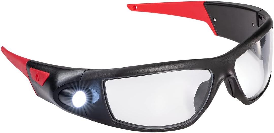 Coast SPG400 Rechargeable Lighted LED Safety Glasses with Built-In Inspection Beam, Scratch Resistant Interchangeable Lenses,