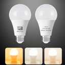 3 Color Temperature LED Light Bulb A19 2700K-5000K-4000K,3CCT Color Changing Light Bulbs,Energy Saving 9W(60W Equivalent) LED Bulb,810LM,e 26 Base for Bedroom,Living Room,2 Pack