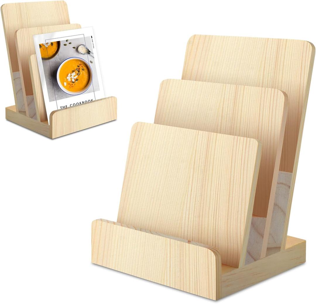 DOSTATNI 3 Tier Pine Wood Pamphlet Display Stand Brochure Holder 6 x 9 Literature Stand Postcard Holder Display Stand Flyer Holder Magazine Rack for Pamphlet Magazine Booklets Menu