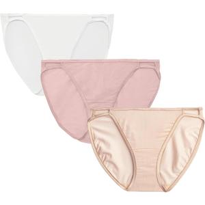 Vanity Fair Women's Illumination String Bikini Panties, Silky Stretch & Satin Trim (7, 3 Pack - White/Quartz/Beige)