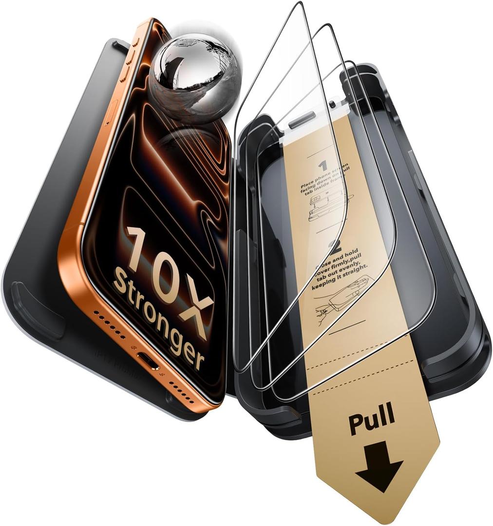 ESR Accessory Glass by Corning™ 3 Pack 9H+ Glass for iPhone 17 Pro Max Privacy Screen Protector, with AR AntiReflective Technology, Military Grade Shatterproof & Durable with UltraFit Tray