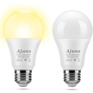 Dusk to Dawn LED Light Bulb, Sensor Light Bulb 5W E26 Automatic On/Off Light, Porch Garage Courtyard Balcony Lighting Bulb 2700K Warm White 2Packs Dusk to Dawn LED Light Bulb, Sensor Light Bulb 5W E26 Automatic On/Off Light, Porch Garage Courtyard Balcony Lighting Bulb 2700K Warm White 2Packs