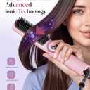 Hair Straightener Brush: Upgraded Straightening Comb for Women with Dual Voltage, Pink
