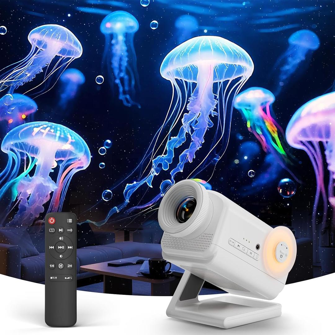 Rossetta 3D Projector, Mini HD 3D Galaxy Projector with Bluetooth Speaker & Remote, 1/2H Timer, 60 Themes, Night Light for Kids Bedroom, Room Decor, Birthday & Christmas Gifts for Adults, Girls, Boys (White)