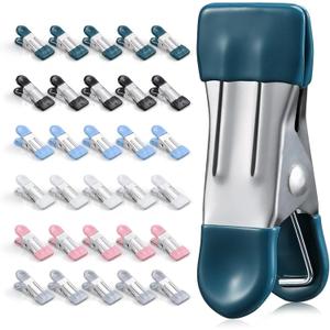 Clothes Pins Heavy Duty Out Door 30 Pack,Chip Clips 2.17 Inch, Bag Clips, Clothespins,Chip Clips Bag Clips Food Clips for Laundry, Bag Clips for Food Clips for Hanging Stainless Steel(Colored), 2 inches x 0.87 inches x 0.98 inches