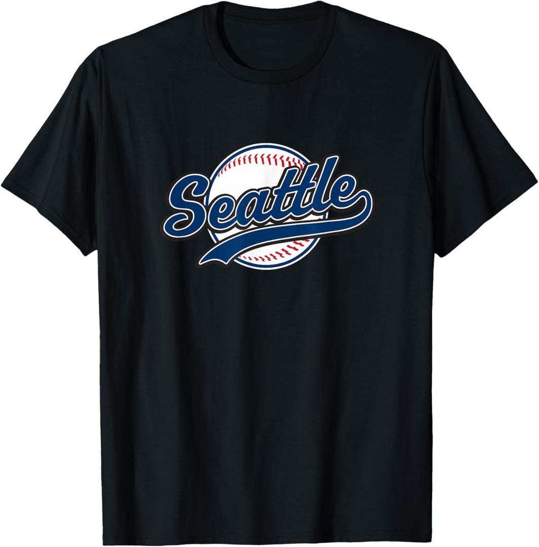 Seattle Tee Vintage Baseball Throwback Retro Design T-Shirt 2T