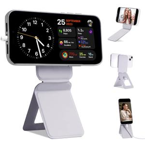 Magnetic Phone Tripod Stand Compatible with iPhone 16/15/14/13/12 Series& Strong Invisible Selfie Stick Tripod- Gray (Grey)