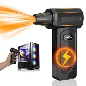 vogma V8 Compressed Air Duster, 340000RPM Electric Air Duster with LED Display, 10000mAH Rechargeable Cordless Jet Dry Blower/ Air Broom/ Replace Canned Air for Computer, Keyboard and Car Drying