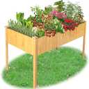 Raised Garden Bed, 48x25x30 Inch Raised Bed, Elevated Bamboo Planter Box with Legs, Standing Growing Bed for Growing Fresh Herbs, Vegetables, Succulents, Flowers