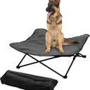 Elevated Dog Bed, Portable Raised Pet Cot for Outdoor and Indoor Folding Dog Cot Bed with Padded Filling Carrying Bag Included Pet Raised Travel Lounger for Camping Traveling (36x36x12inch) (Large, Grey)