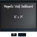 Magnetic Wall Chalkboard, Large Size 18" x 24", Rustic Wood Frame, Chalkboard Sign, Vertical or Horizontal Wall Mount, Includes Chalk and Eraser, by Better Office Products (Solid Black)